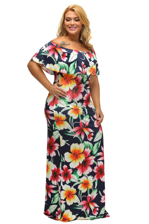 Print Off-The-Shoulder Maxi Dress